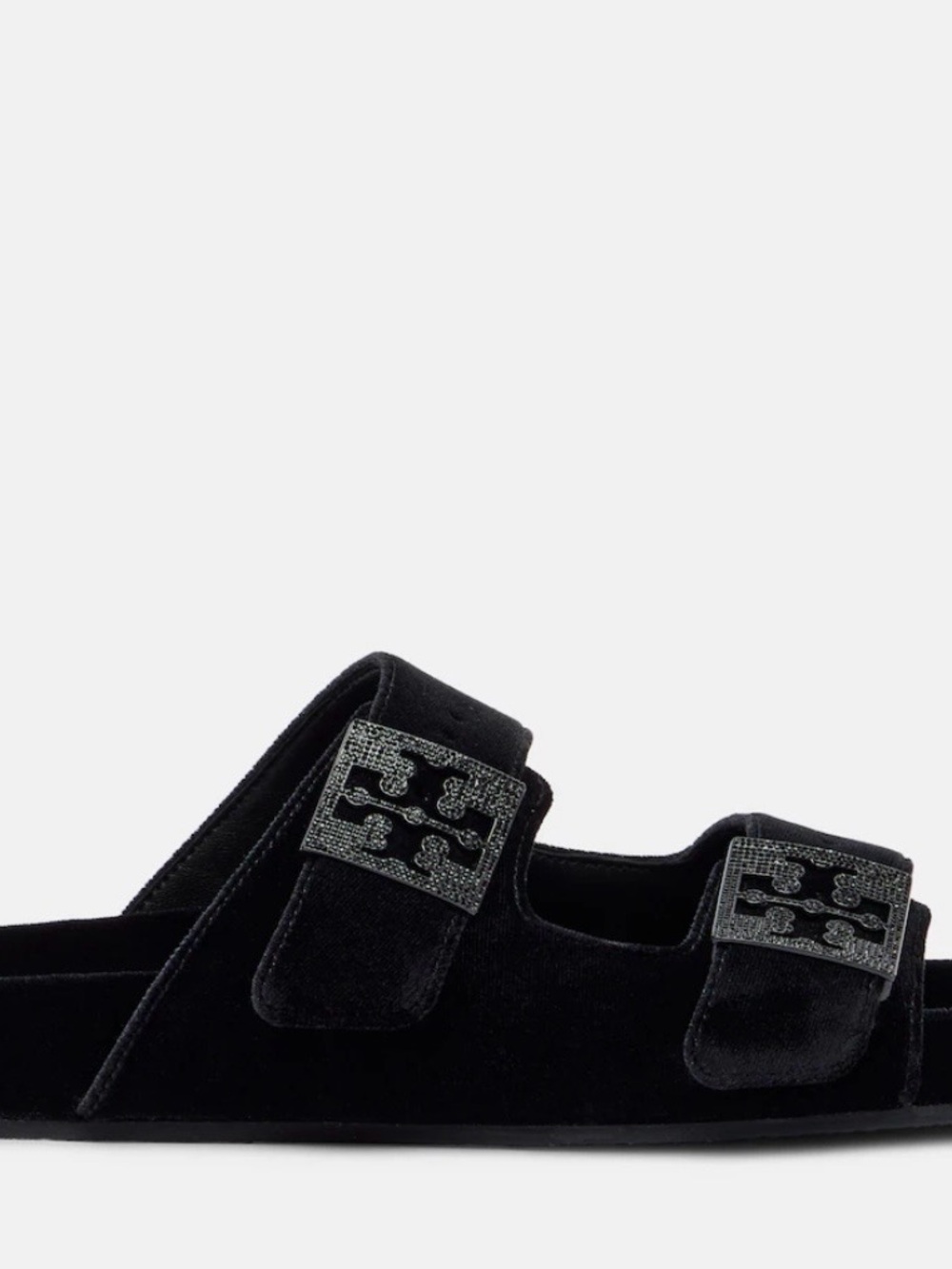 Tory Burch black Eleanor sandals velvet